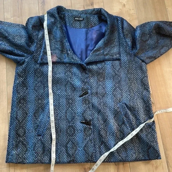 Samuel Dong Snake Skin Blazer Jacket Blue plus sz - Picture 11 of 11